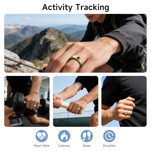 Smart Ring for Women Men, Health Tracker, Fitness Ring (Gold, 8#) - color: Gold, size: 8#