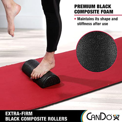 CanDo Black Composite High-Density Foam Rollers for Muscle Restoration Massage Therapy Sport Recovery and Physical Therapy 6" x 18" Half-Round - size: 6" x 18", style: Half-Round