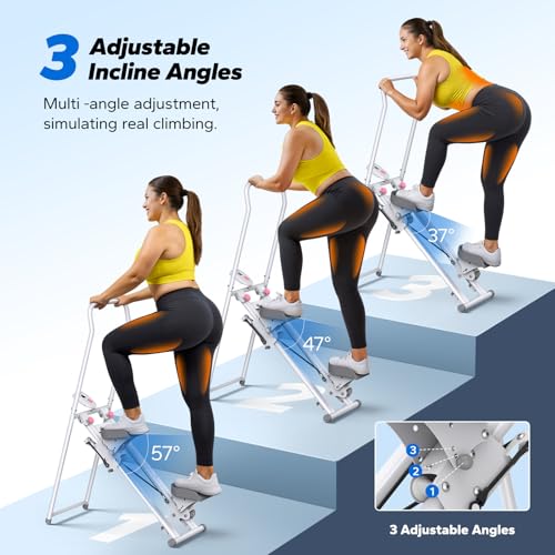 MERACH Stair Stepper with Adjustable Resistance, Foldable Stair Climber - color: White