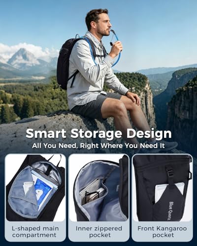 Blue Quartz Hydration Backpack with 2L Water Bladder, Hiking Water Pack with Insulated Compartment for Women Men, Lightweight Running Hydration Vest with Phone Pocket for Cycling, Biking - color: Black