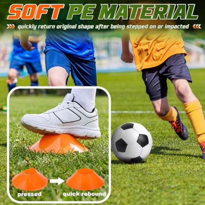 200 Pack Soccer Agility Cones with 2 Holders & 2 Mesh Bags