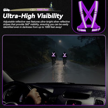 3PCS Reflective Vest Running Gear - color: Purple X3