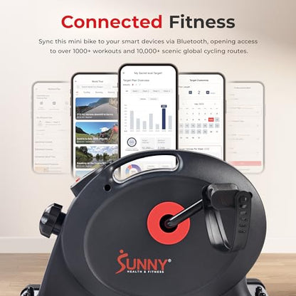 Sunny Health & Fitness Smart Mini Cycle, Under Desk Pedal Arm/Leg Exerciser - color: Black
