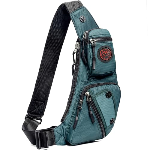 NICGID Sling Bag Chest Shoulder Backpack Crossbody Daypack for Men Women - color: Dark Green-2620n