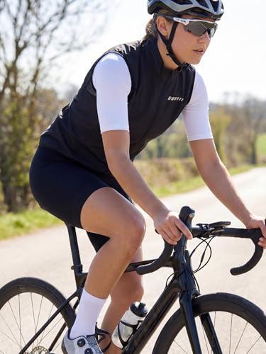qualidyne Women's Windproof Cycling Vest, Full-Zip Bike Jacket with Pocket - color: Black, size: XX-Large