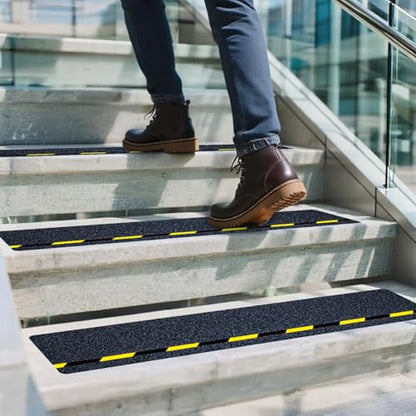 LifeGrip Reflective Anti Slip Stair Treads 8"x32" 10-Pack, Black/Yellow - color: Black/Yellow, size: 8" x 32"