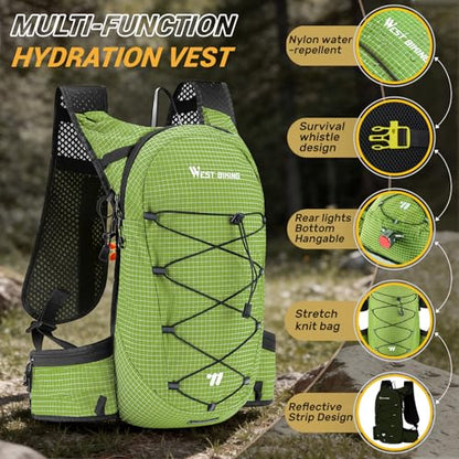 Lightweight Hydration Backpack with 2L Water Bladder Running Hydration Vest Backpack Specialized Hydration Pack for Cycling, Hiking, and Mountaineering - color: light green