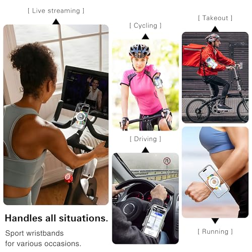 BAISRKE Magnetic Running Phone Holder Wrist Armband for Magsafe Case iPhone & Android - 360° Rotatable Phone Grip (Rainbow & Gunmetal) - color: Rainbow & Gunmetal, size: XL (fits Wrist/Armband up to 15")