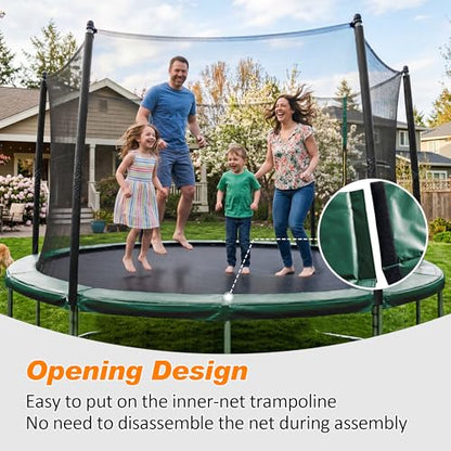 Exacme Trampoline Pad Replacement 16 15 14 13 12 10 8 Foot, Waterproof Safety Spring Cover Round Frame Pad, No Hole for Pole - color: Green, size: Fit 12FT Frame Only, style: With Opening Design