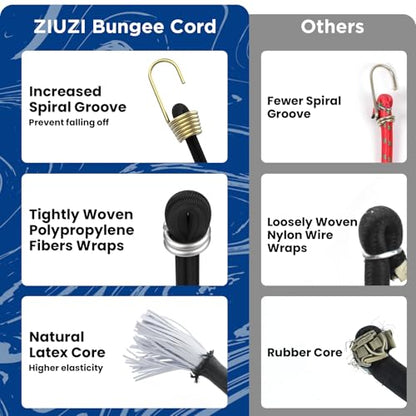 8-Pack Small Bungee Cords with Hooks, 10" Black Rubber Stretchy Short - size: Black