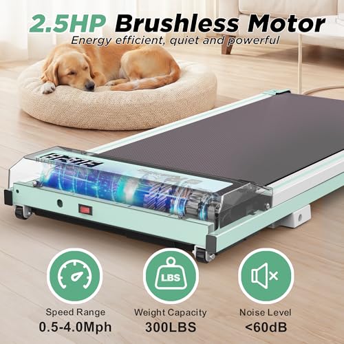 FYC Walking Pad with Incline for Home & Office - Under Desk Walking Pad Treadmill, Portable Walking Machine with Remote Control, LED Display, 300LBS Capacity, 2.5HP Quiet Motor - color: green
