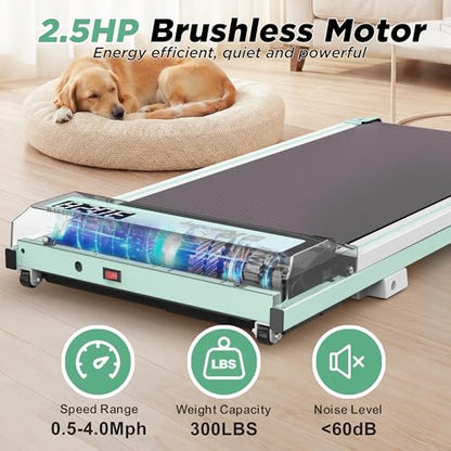 FYC Walking Pad with Incline for Home & Office - Under Desk Walking Pad Treadmill, Portable Walking Machine with Remote Control, LED Display, 300LBS Capacity, 2.5HP Quiet Motor - color: green
