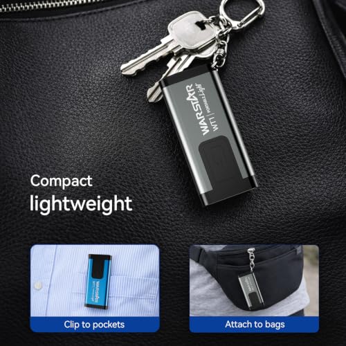 WARSTAR Keychain Flashlight with Personal Safety Alarm, 200LM Mini EDC Light, USB-C Rechargeable Emergency Siren for Women & Night Safety (6pack,Grey*6) - color: 6pack,Grey*6