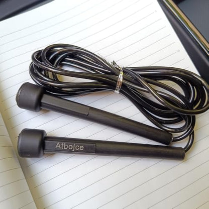 Speed Jump Rope, Adjustable Black PVC Skipping Rope, 9.18ft Long
