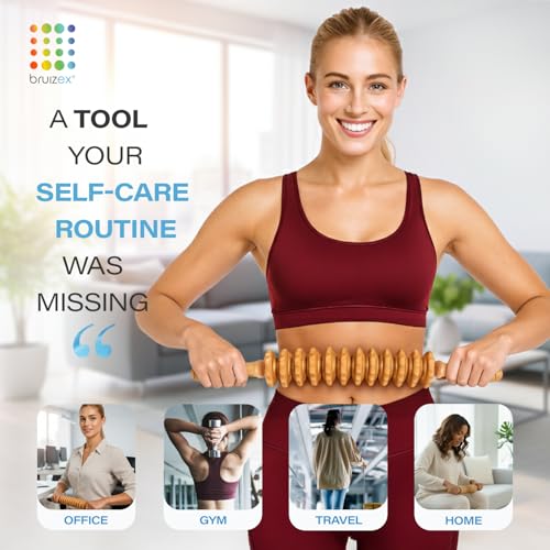 Bruizex Wood Therapy Massage Tool, Lymphatic Drainage Massage Roller Stick