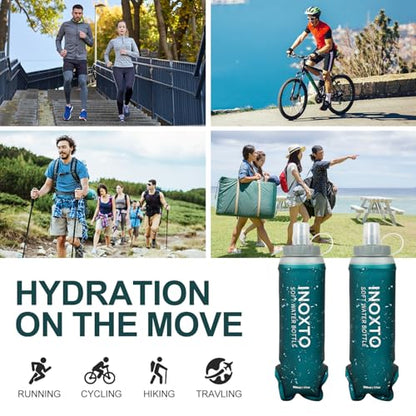 INOXTO Soft Flask,Collapsible Soft Water Bottles for Hydration Vests and Running Packs, Soft Flask Running Bottles for Hiking Cycling(250/500 ml) (2 PCS 500ML) - size: 2 PCS 500ML