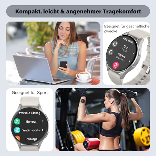 Smart Watch for Women, Built-in Alexa, GPS, HRV, VO2 Max, Blood Oxygen, Sleep & Stress Monitor, BT Calling, Compass, Altimeter, 1.32" AMOLED, Fitness & Women’s Health, Waterproof, iPhone Compatible - color: Starlight Gray