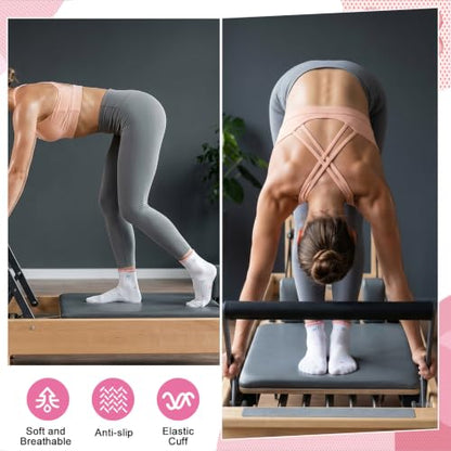 Cute Pilates Socks with Grips for Women Cotton Ruffle Yoga Sock - color: Red+pink+purple