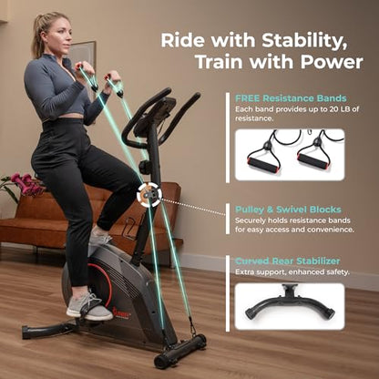 Sunny Health & Fitness Smart Magnetic Upright Exercise Bike for Home Cardio - color: Black