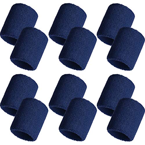 Bememo 12 Pcs Sweatbands Wrist Bands - color: Navy Blue, size: 3.15 Inch
