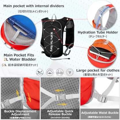 Azarxis Hiking Hydration Pack 5L Running Backpack Daypack Vest with 2L Water Bladder for Women Men Cycling Biking Trail Race (Black with a 350ml Water Bottle) - color: #5 Black with a 350ml Water Bottle