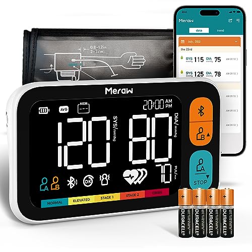 Meraw Blood Pressure Cuff Automatic Arm, Blood Pressure Monitor Home Use, Blood Pressure Machine Large Arm 8.6-16.5" Dual Users Bluetooth APP High Accuracy Irregular Heartbeat Monitoring Bag - color: Dual-users