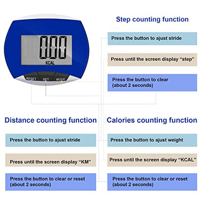Weewooday Pedometer for Walking Steps and Miles Simple Pedometer Clip on with Large Digital Display Portable LCD Step Counter Bulk Gift for Women Men Adults - color: Blue