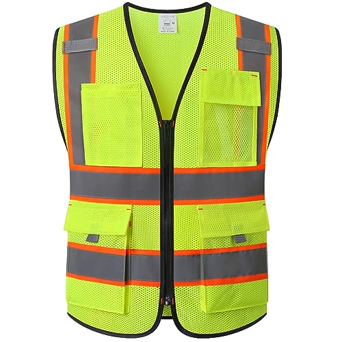 High Vis Safety Vest for Men with Pockets,EK176,Yellow,M - color: Yellowmesh-ek176, size: Medium