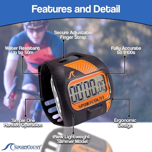 SC Sportcount Countdown Timer - Durable and Water Resistant Lap Tracker - Precise Tracker for Swimming, Running and Cycling
