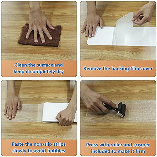 Butizone Stair Treads Non Slip 6" x 30", 15-Pack Pre-Cut Clear Anti Slip Strips for Wooden Steps Indoor, Transparent and Waterproof Grip Tape, Safety for Elderly and Dogs - size: 6" X 30"