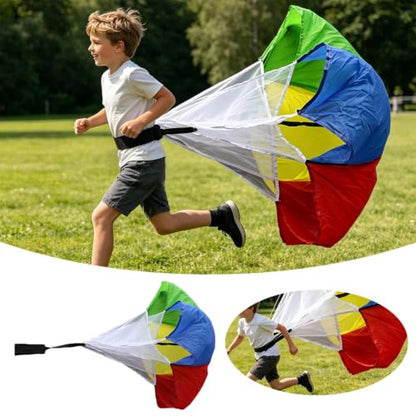 Kids Speed Training Resistance Parachute, Running Drag Chute for Youth Athletes Track Field Sprint Football Soccer Train Workout Equipment, Variable Resistance at Different Speeds - color: Red
