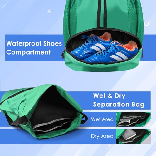 BROTOU Soccer Bags, Football Backpack, Volleyball Bag, Drawstring Backpack - color: Light Green