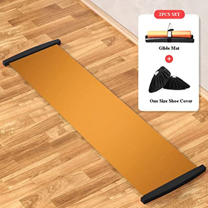 Slide Board with Shoe Cover Slimming Exercise Guide Slide Mat for Leg Pot Training Fitness Athletic Training - color: Black, size: 180*50cm