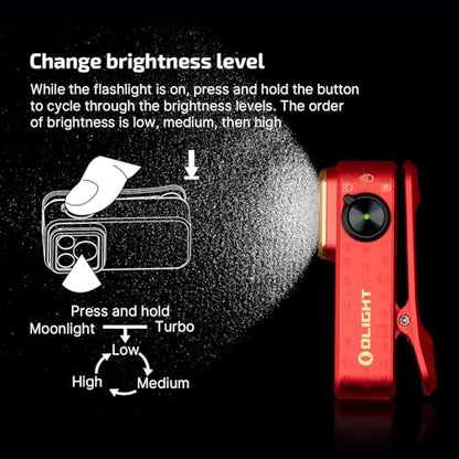 OLIGHT Oclip Pro Rechargeable EDC Clip-on Flashlight, FS Red - color: Red