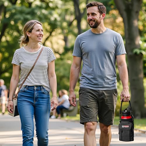 NATURE PIONEOR 32 oz Insulated Water Bottle with Carrier Bag & 3 Lids - color: Red Black, size: 32 Ounces