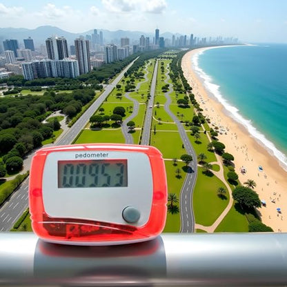 Red Portable Counter Mini Digital LCD Pedometer Sports Walking Running Step Counter Meter Walking Distance Miles, Calorie Counter, Daily Target Monitor, Exercise Time Fitness Technology