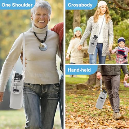 Water Bottle Holder with Strap Water Bottle Carrier with Adjustable Shoulder Handheld Strap Crossbody Water Bottle Bags Waterbottle Sling Bag Holder for Walking Hiking Camping Travelling Gym