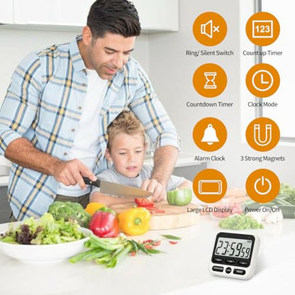 Nkove Digital Kitchen Timer 24 Hour with Clock, Countdown Count Up Timer