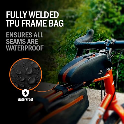 Orange Mud Waterproof Bike Top Tube Bag, Welded, TPU, Black - style: Top Tube Bag