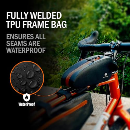 Orange Mud Waterproof Bike Top Tube Bag, Welded, TPU, Black - style: Top Tube Bag
