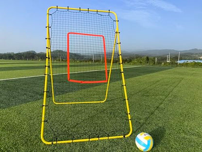 6 Adjustable AnglesVolleyball Rebounder Net 7x4 FT Bounce Back Trainer - color: Yellow