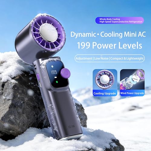 Portable Handheld Fan, Ice Cooling Personal Fan,Rechargeable Mini Fan(Grey) - color: Grey