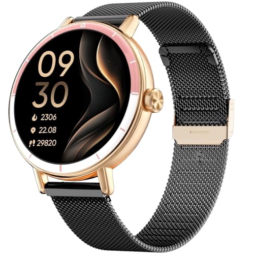 TOOBUR Smart Watch for Women, Fitness Tracker for Android & iOS, Black-Gold