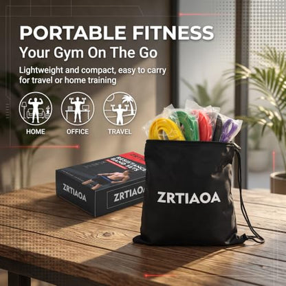 Fitness Resistance Bands Set - 5 Levels Exercise Bands 5-125 lbs for Men Women Strength Training, Home Gym Workout with Carry Bag