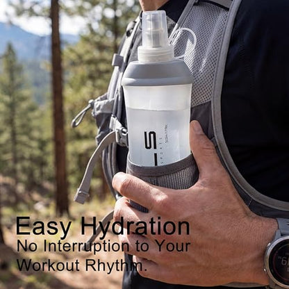 WRELS Running Water Bottle,250ml/350ml/500ml TPU Soft Flask,Collapsible Water Bottles for Hydration Vests and Running Belts Backpack, Soft Water Bottles For Hiking Cycling Climbing - color: White-500ml*2