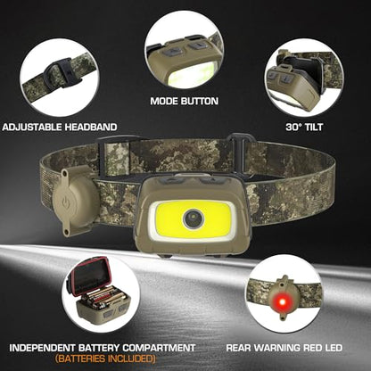 EverBrite 300LM Headlamp with Red Green White Light and Memory Function - color: Camo