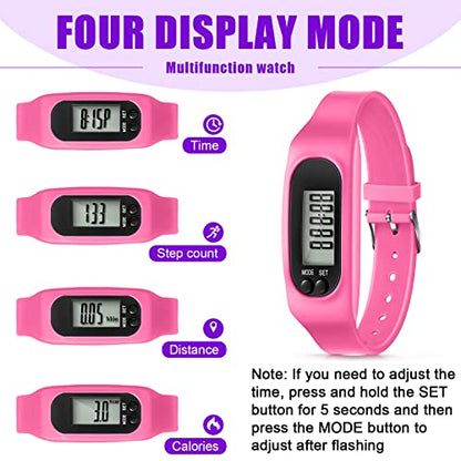 Geyoga Walking Running Pedometer Watch - color: Pastel Girly Multi