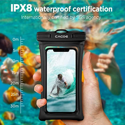 CACOE Floatable Waterproof Phone Pouch 2 Pack Up to 7.0",Black+Black - color: Black+Black