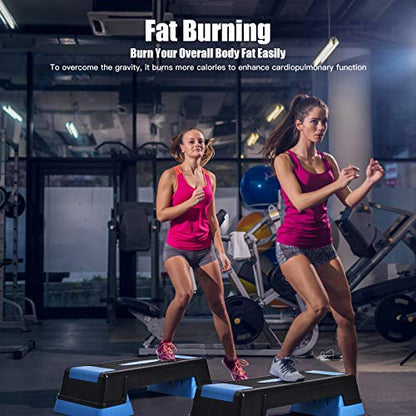 GYMAX Exercise Step Platform, 5”-7”-9” Height Adjustable Stepper - color: Blue