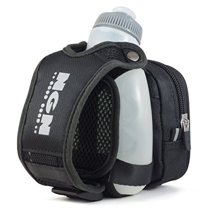 NGN Sport - Running Water Bottle Handheld | Hydration Bottle & Pack with Zippered Pocket - 10 oz (Locomotive Black, 10 oz (2-Pack)) - color: Locomotive Black, size: 10 oz (2-Pack)